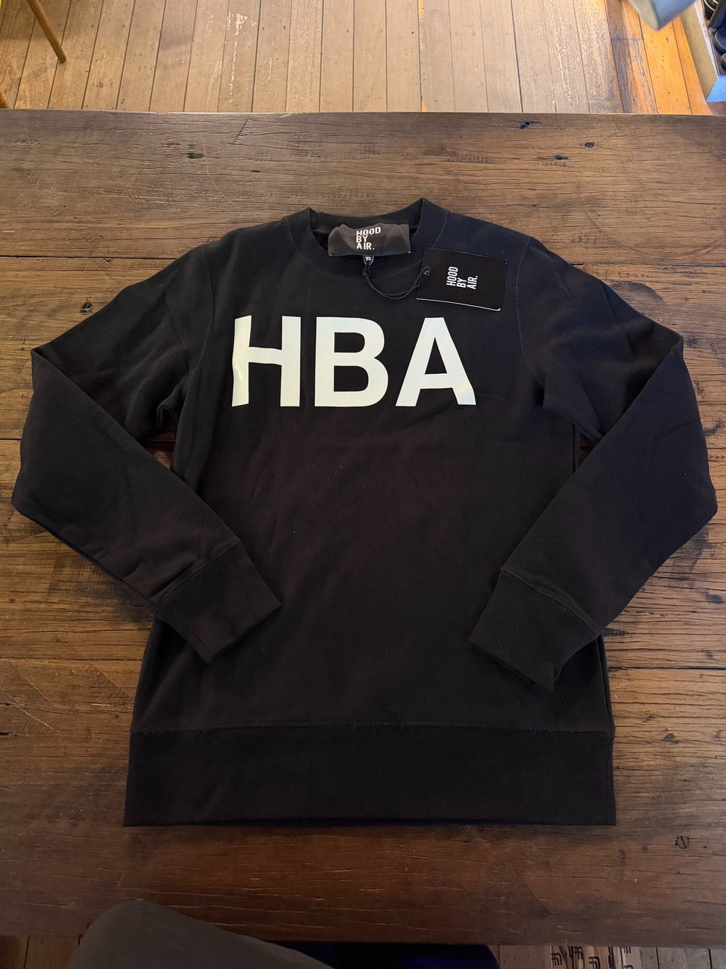 HBA Hood By Air FW15 Black REHAB Crewneck Cotton Sweatshirt