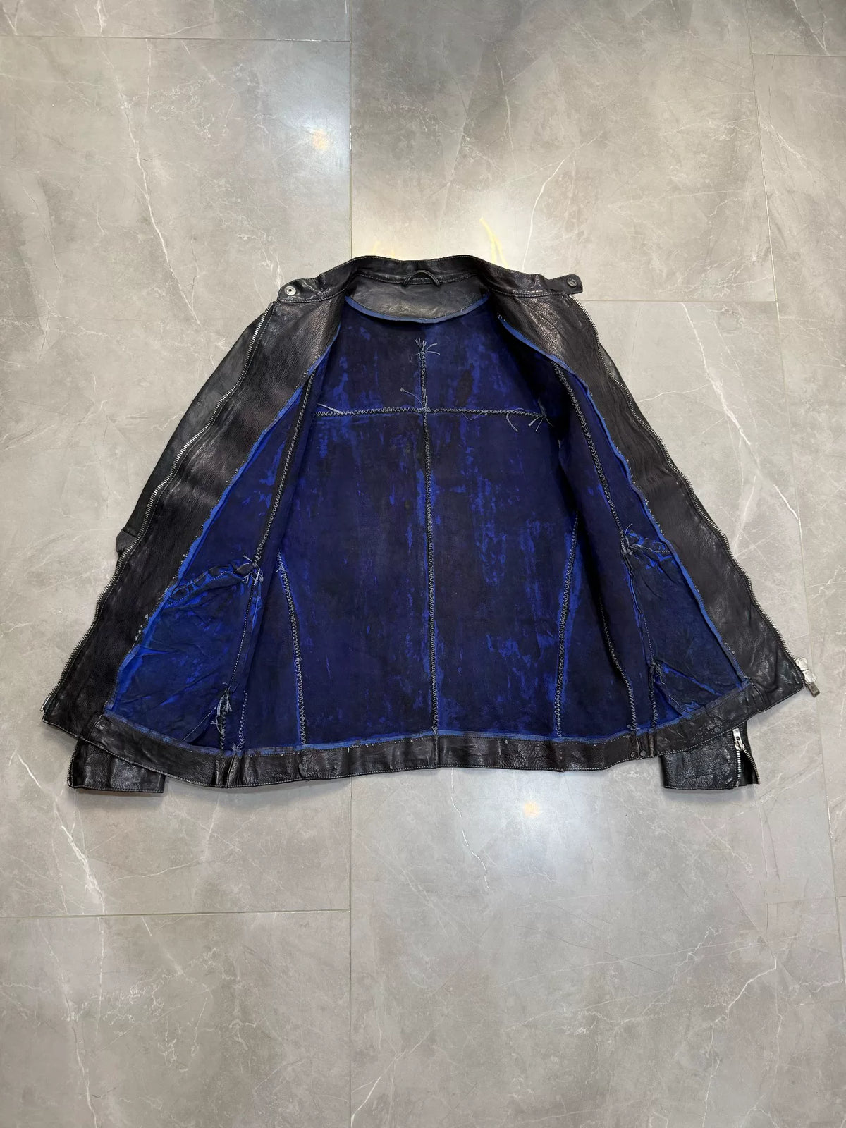 Incarnation Black Stand-Collar Leather Jacket
