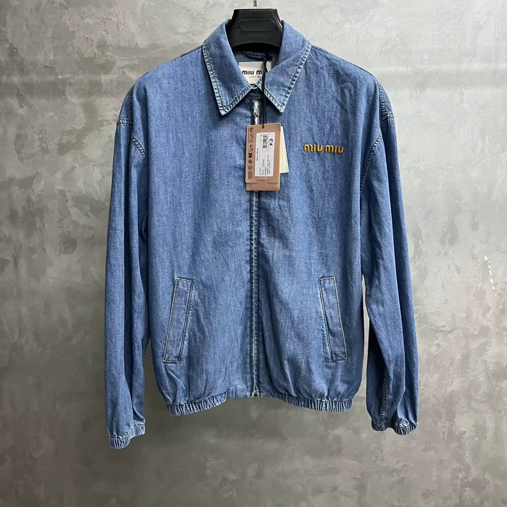 Miu Miu Cotton Zip-Up Denim Jacket