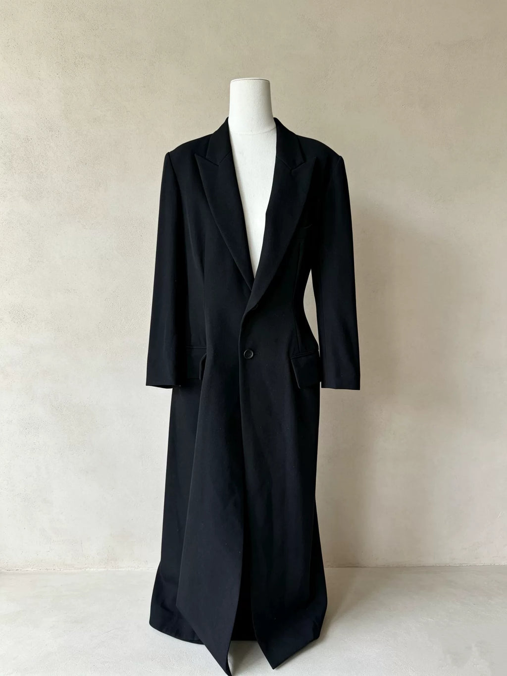 Yohji Yamamoto FW20 Black Corset Lace-Up Wool Coat
