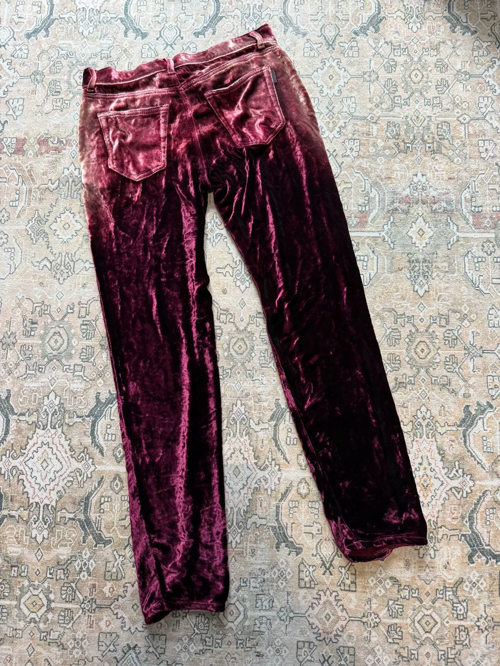 Saint Laurent Blood Red Velvet Gradient Trousers