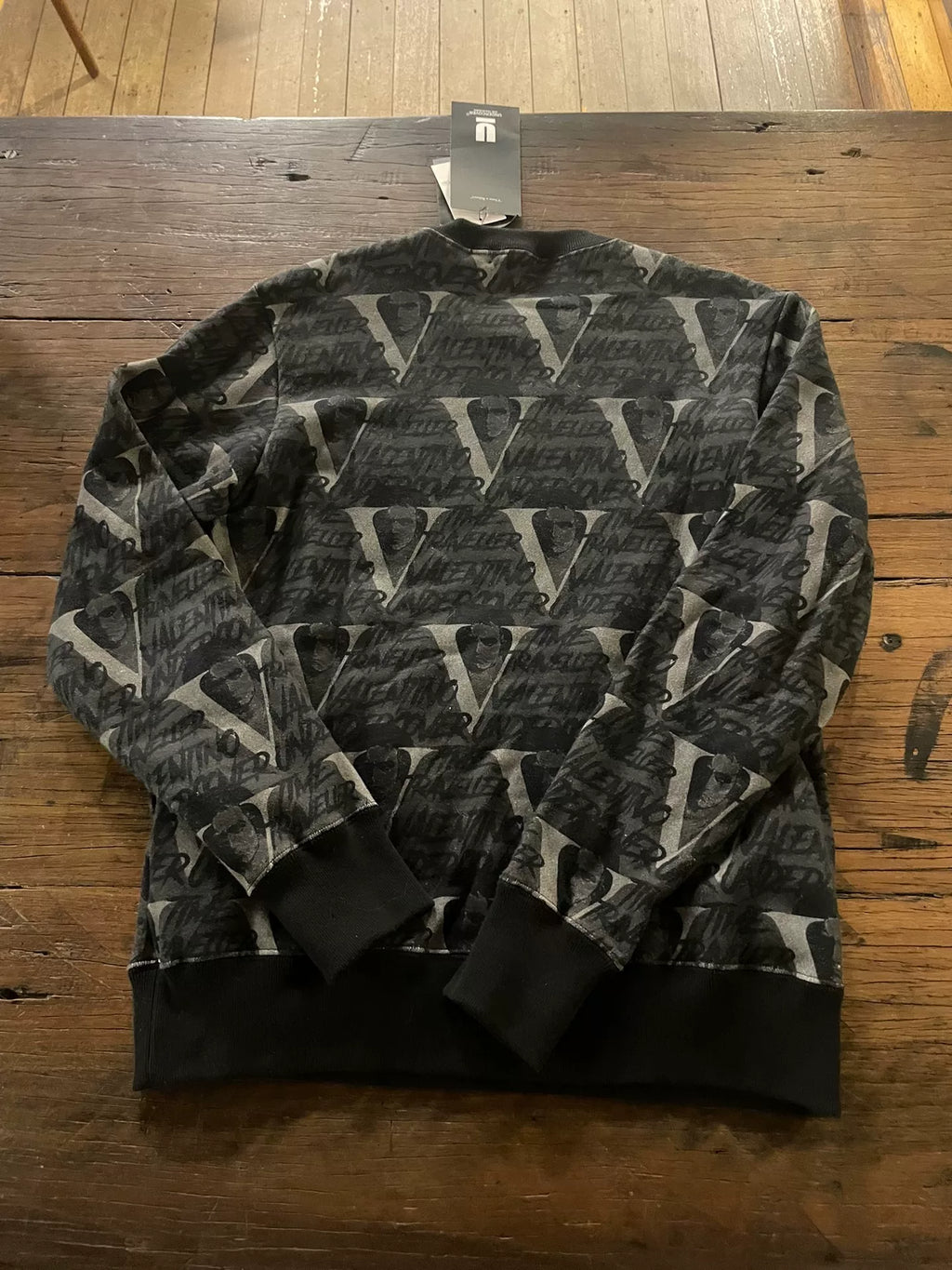 Undercover × VALENTINO Black Time Traveler Print Cotton Sweatshirt