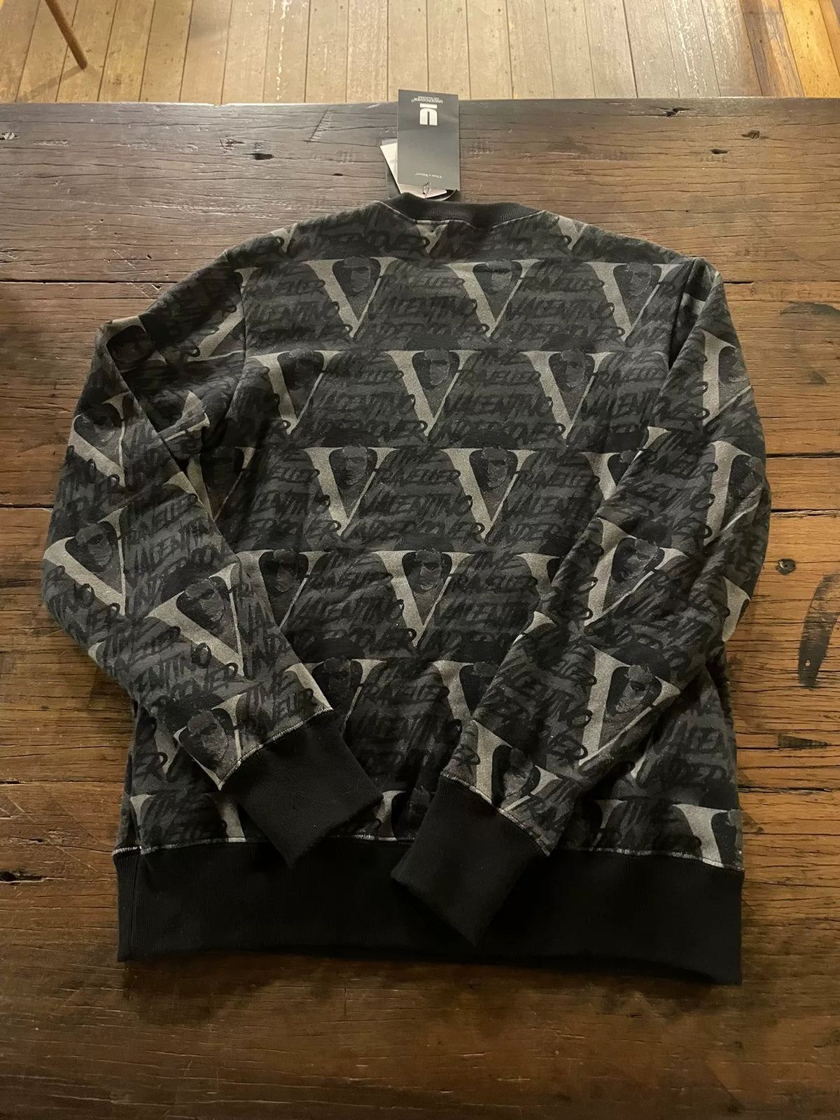 Undercover × VALENTINO Black Time Traveler Print Cotton Sweatshirt