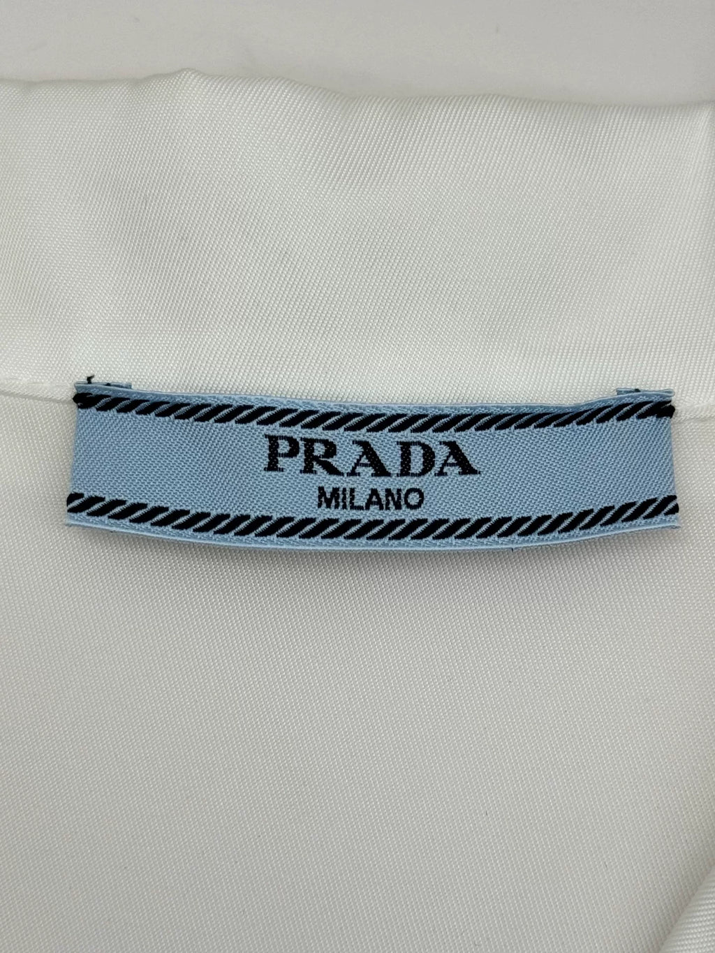 Prada SS21 White Inverted Triangle Logo Nylon Short-Sleeve Shirt