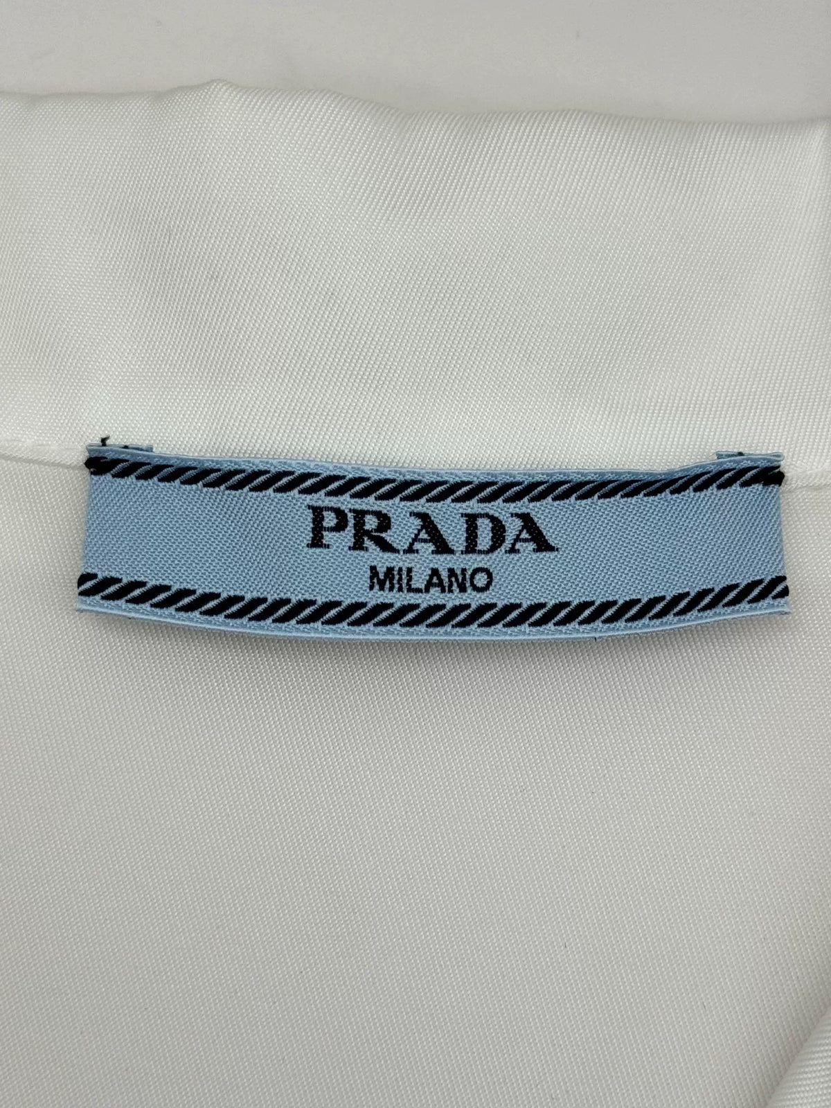 Prada SS21 White Inverted Triangle Logo Nylon Short-Sleeve Shirt