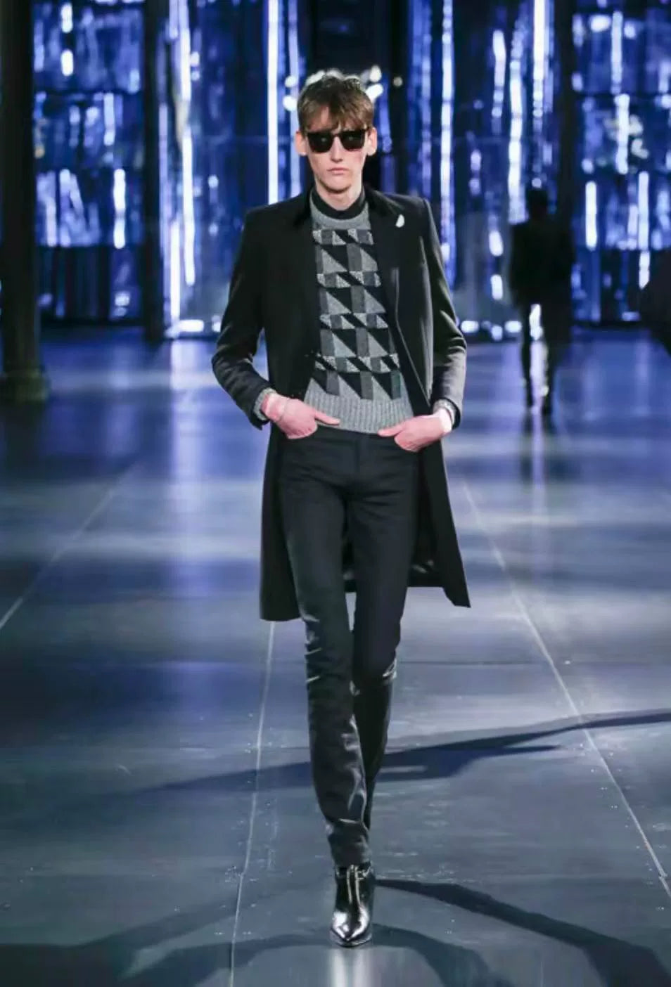 Saint Laurent 15FW Runway Gray Silver Sweater