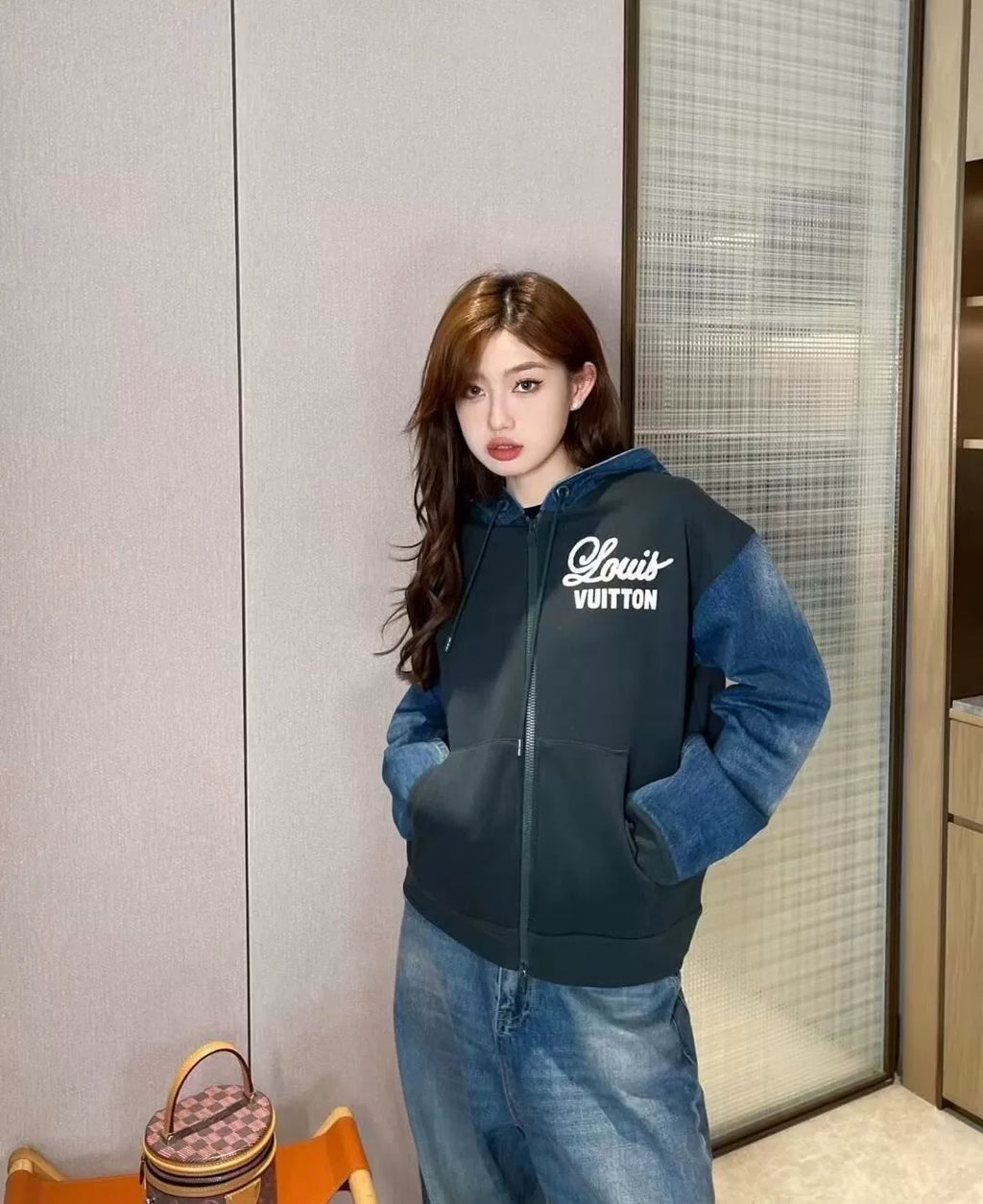 Louis Vuitton Denim Patchwork Hooded Jacket