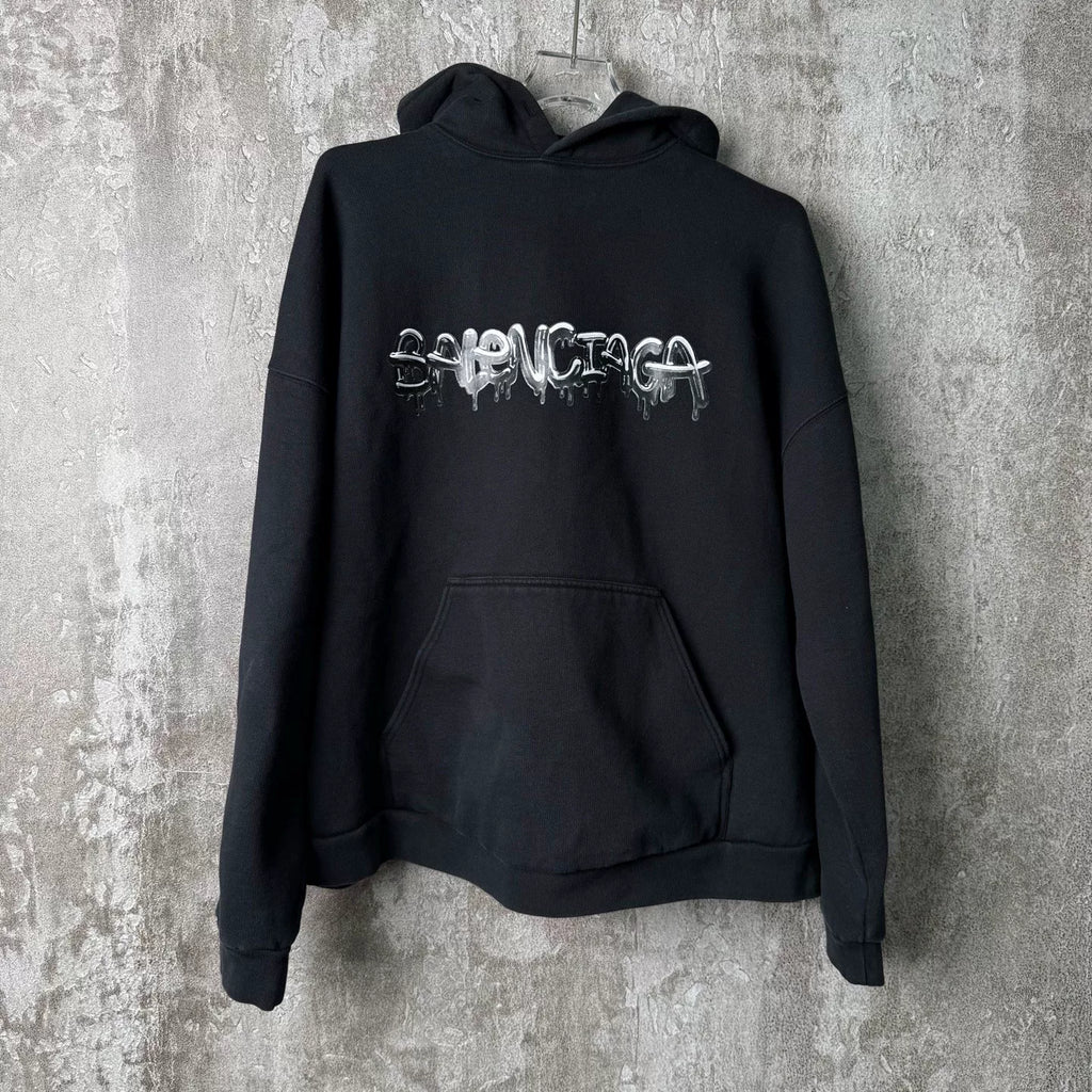 Balenciaga Jelly-Print Letter-Print Hoodie Long-Sleeve Sweatshirt