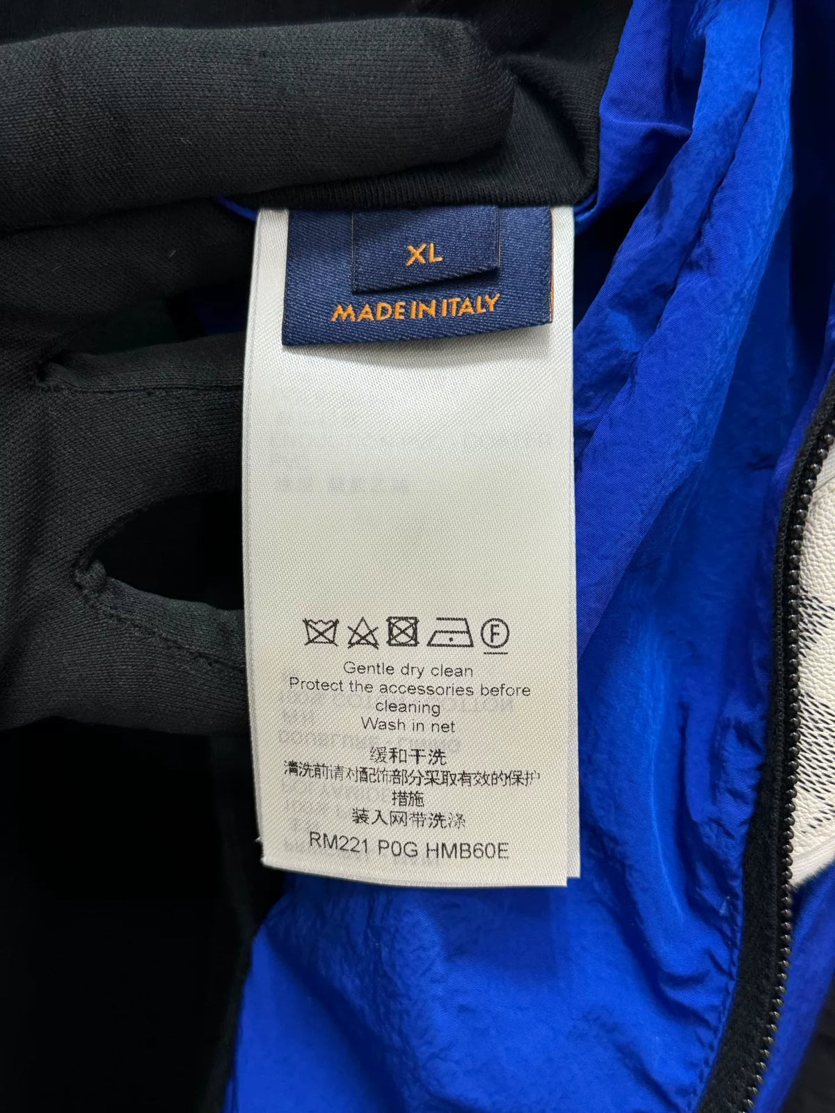 Louis Vuitton SS22 Blue Plaid Striped Turtleneck Zip-Up Jacket