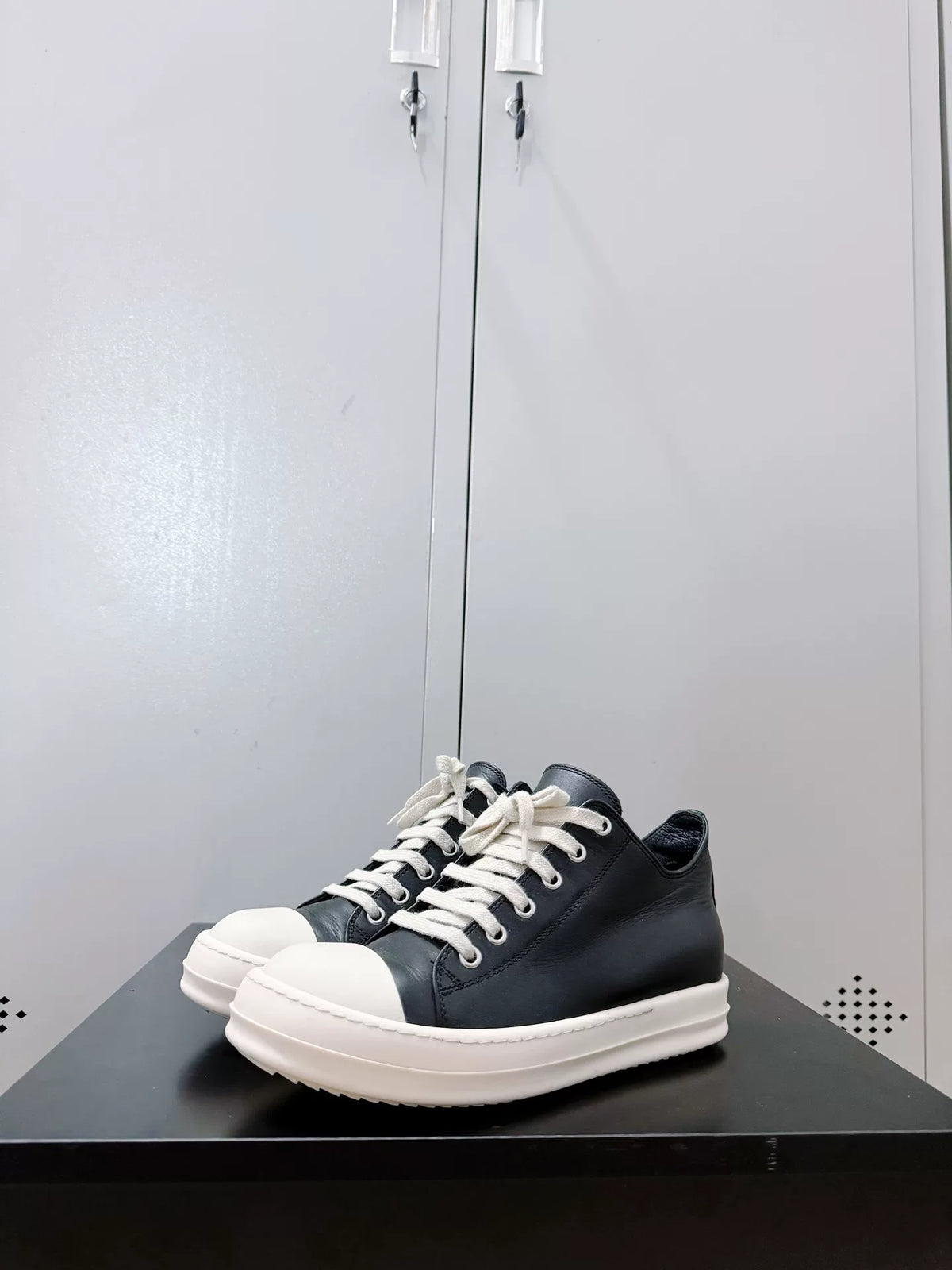 Rick Owens Black Cowhide Large Converse Sneakers