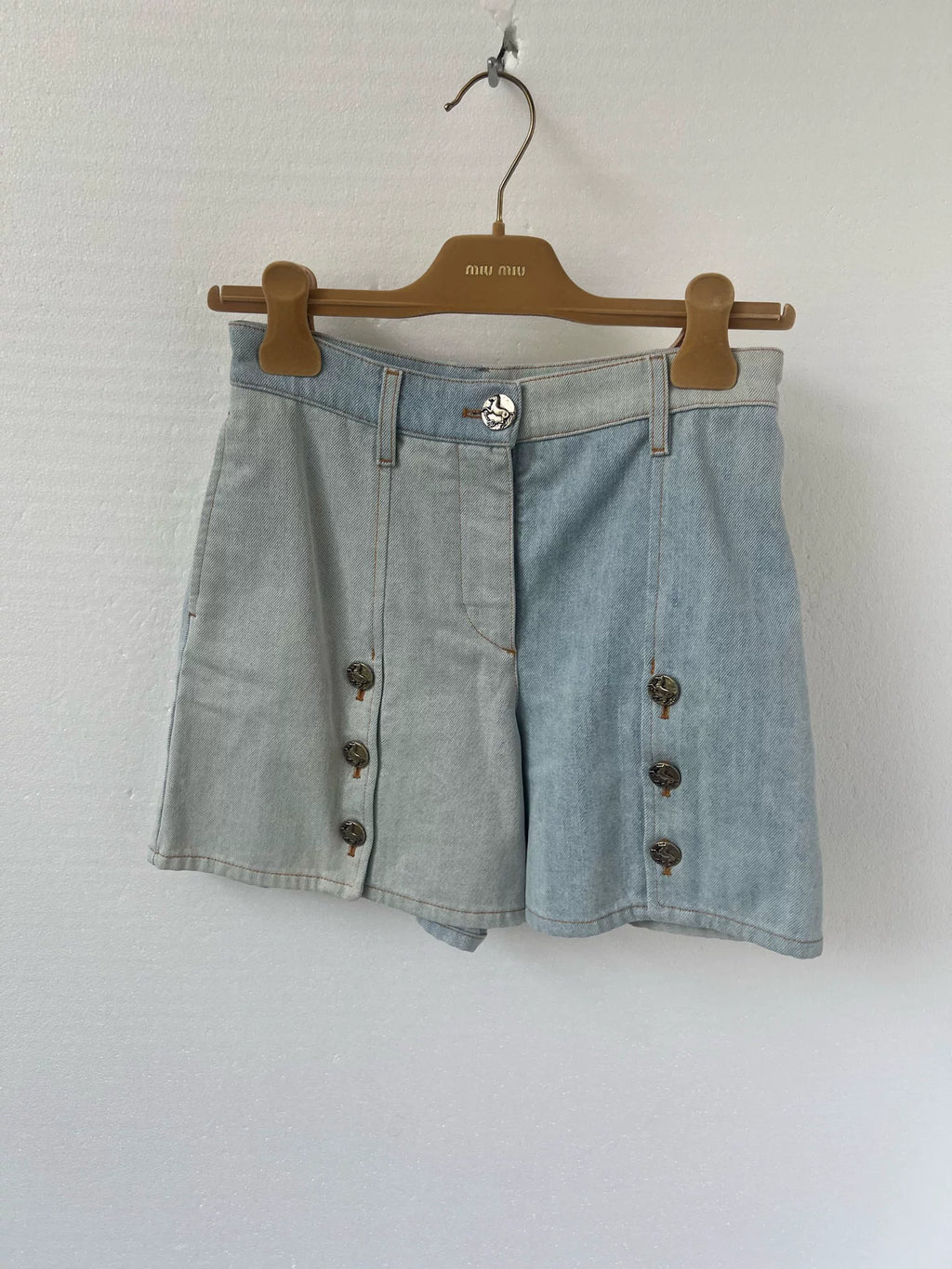 Chanel Runway Color-Block Denim Shorts