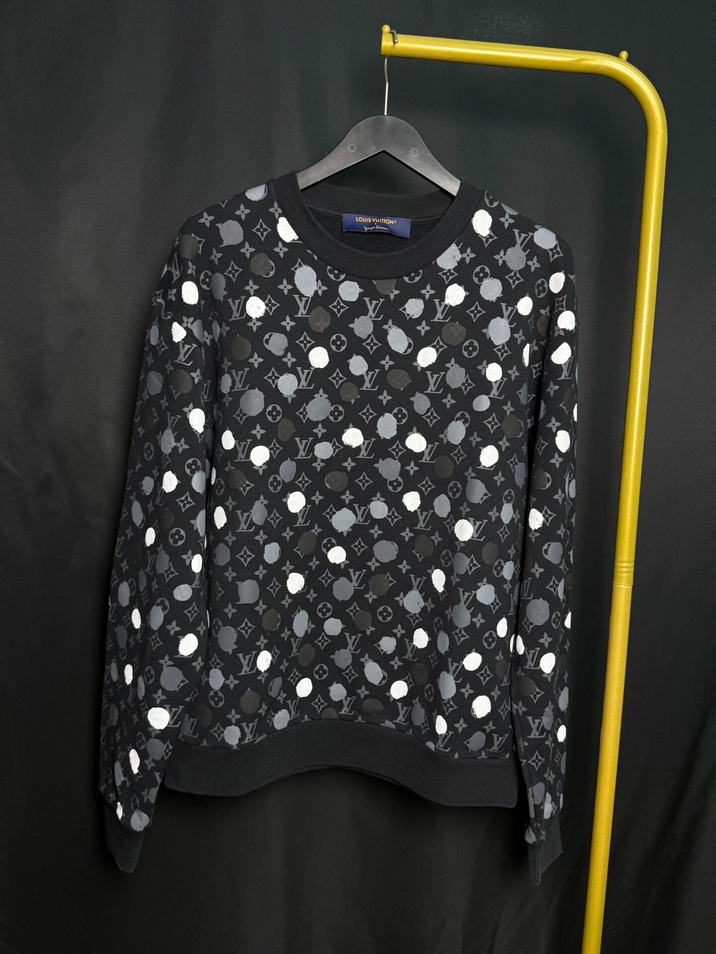 LV X Yayoi Kusama Collaboration Black Polka Dot All-Over Print Sweatshirt