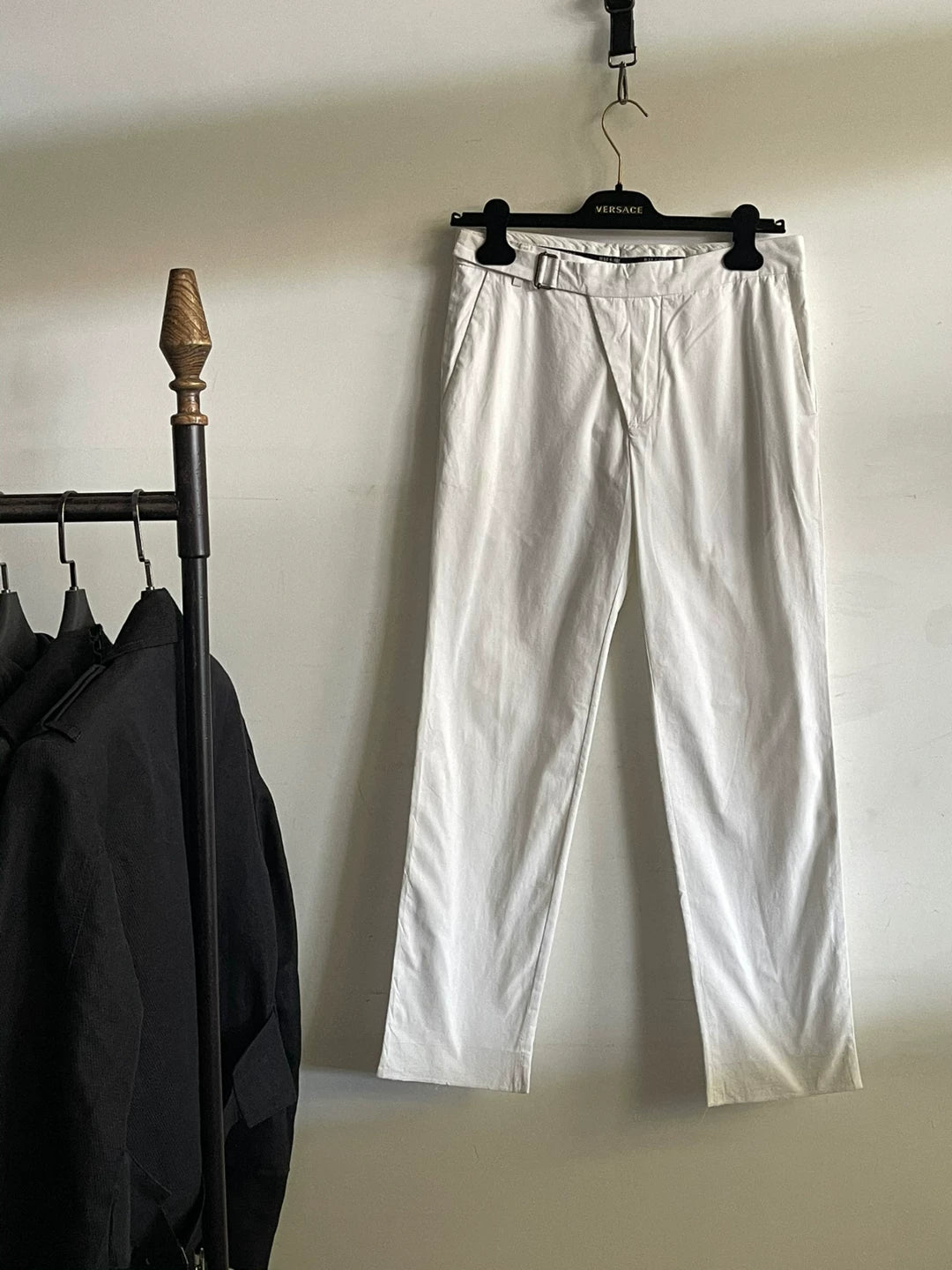Raf Simons SS09 slanted front button waist belt suit pants long pants