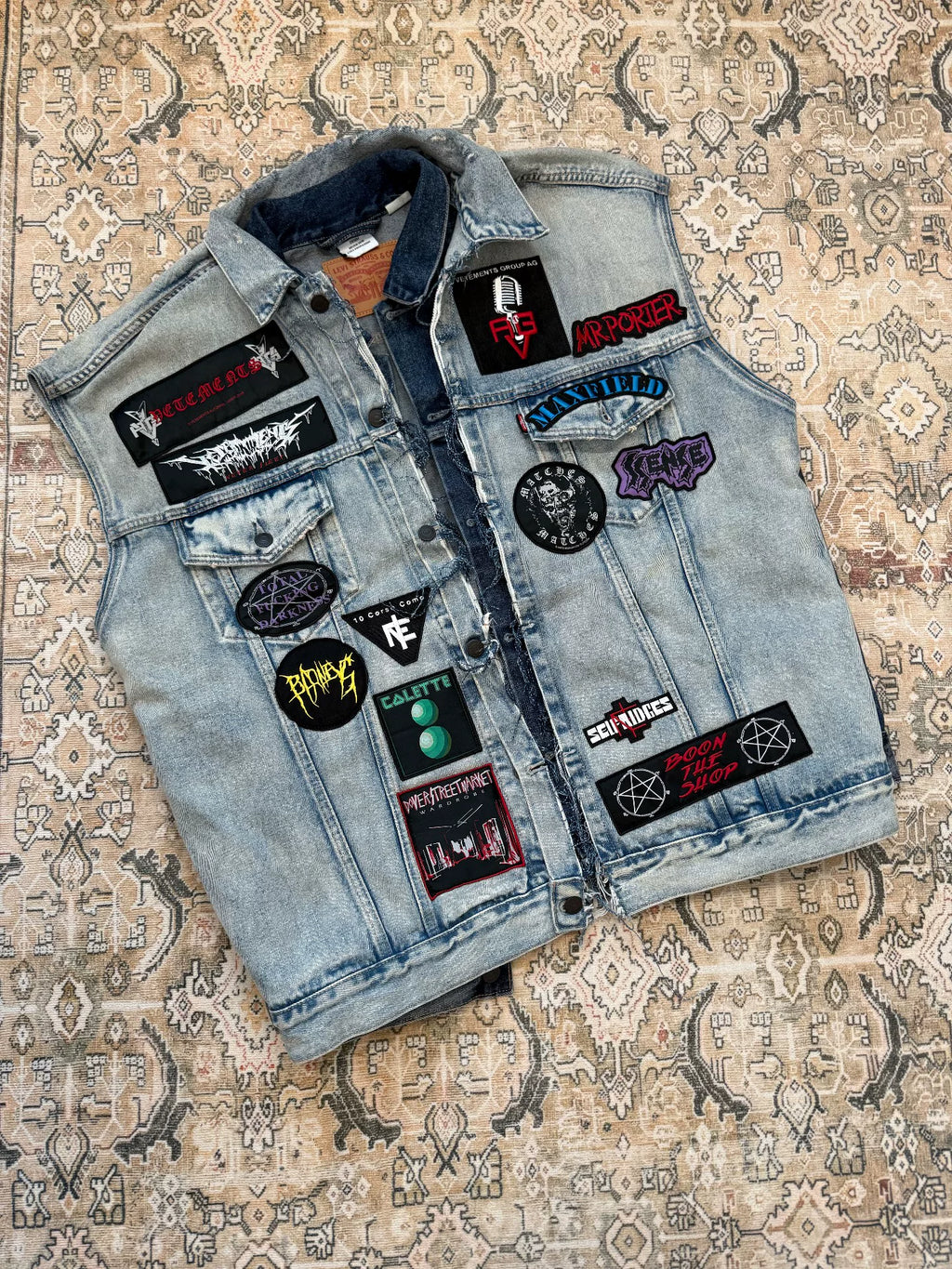 Vetements x Levi's Collaborative Double-Layer Patchwork Denim Vest