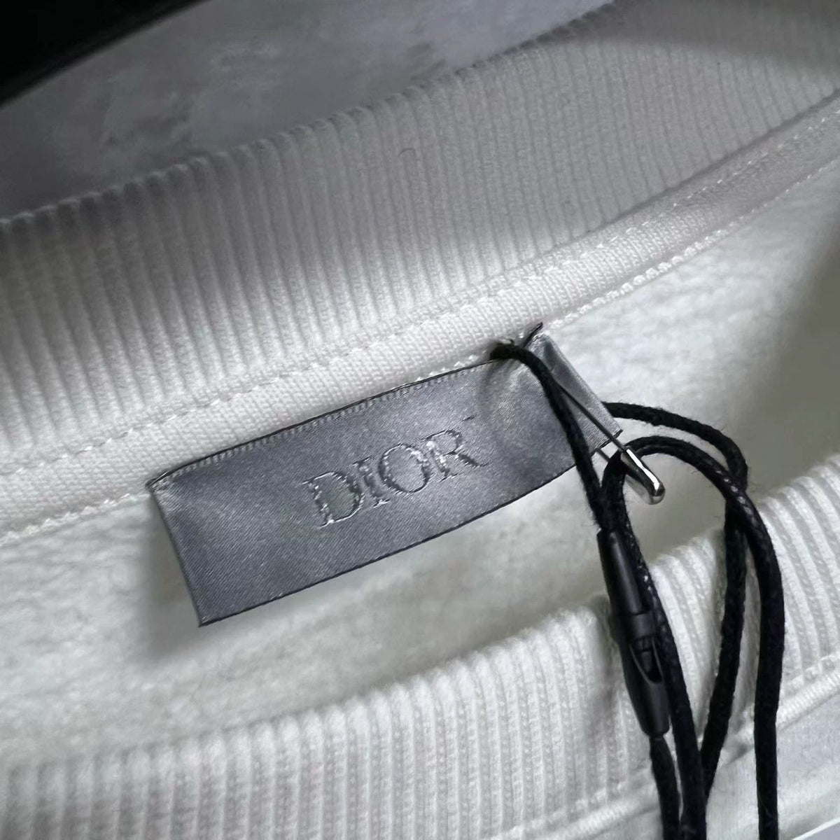 Dior White Logo Embroidered Crew Neck Sweater