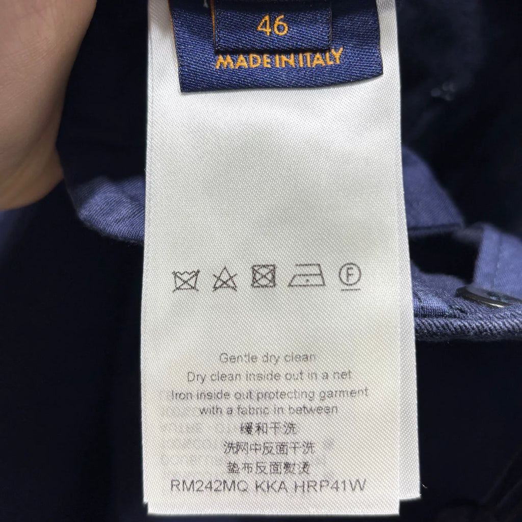 Louis Vuitton Casual All-Over Logo Print Embroidered Leather Patch Zip Straight-Leg Navy Shorts