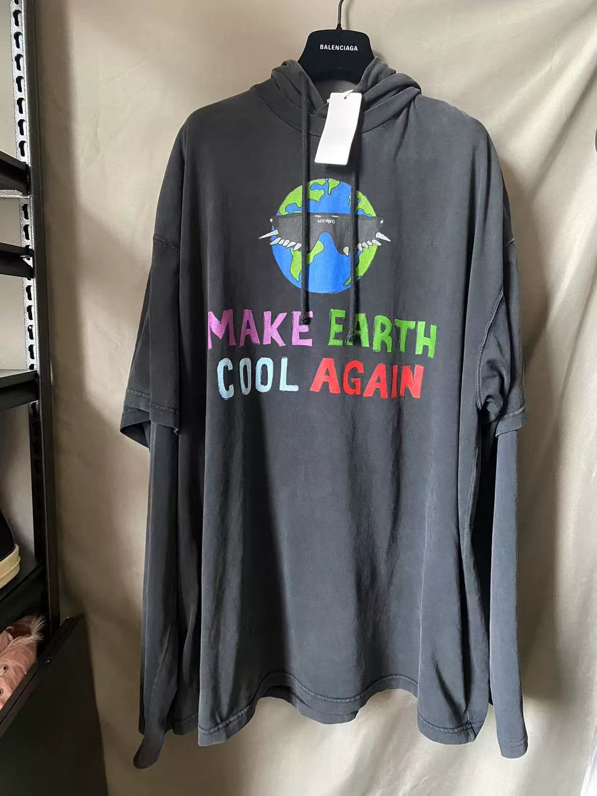 Vetements "Protect the Earth" double-layer hoodie