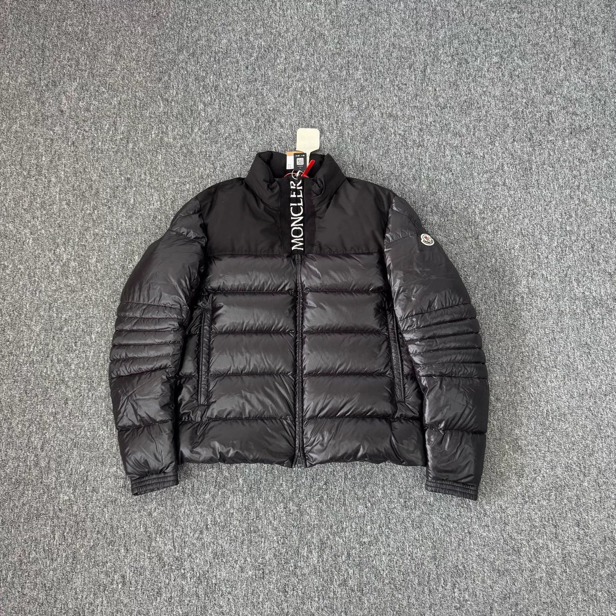 Moncler Bruel Logo Panel Stand Collar Down Jacket