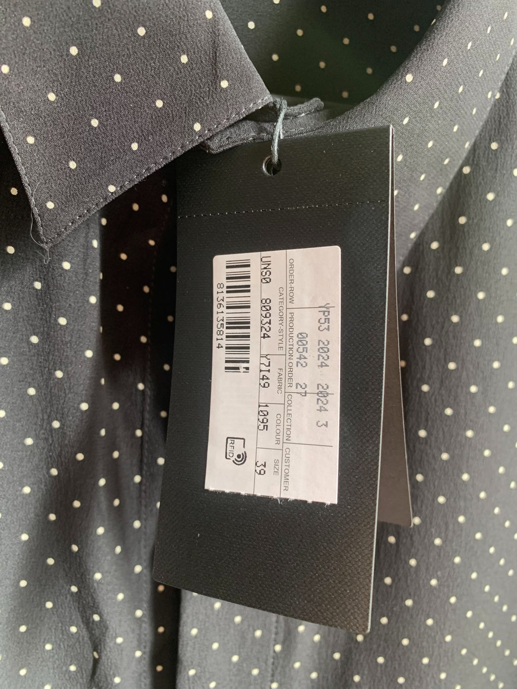 Saint Laurent Black Polka Dot Collared Shirt