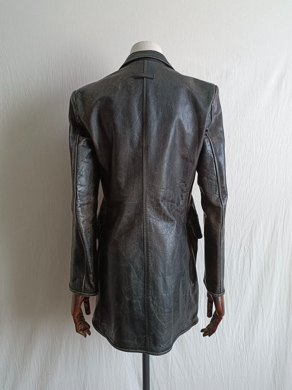Jean Paul Gaultier City Hunter Black Distressed Leather Jacket