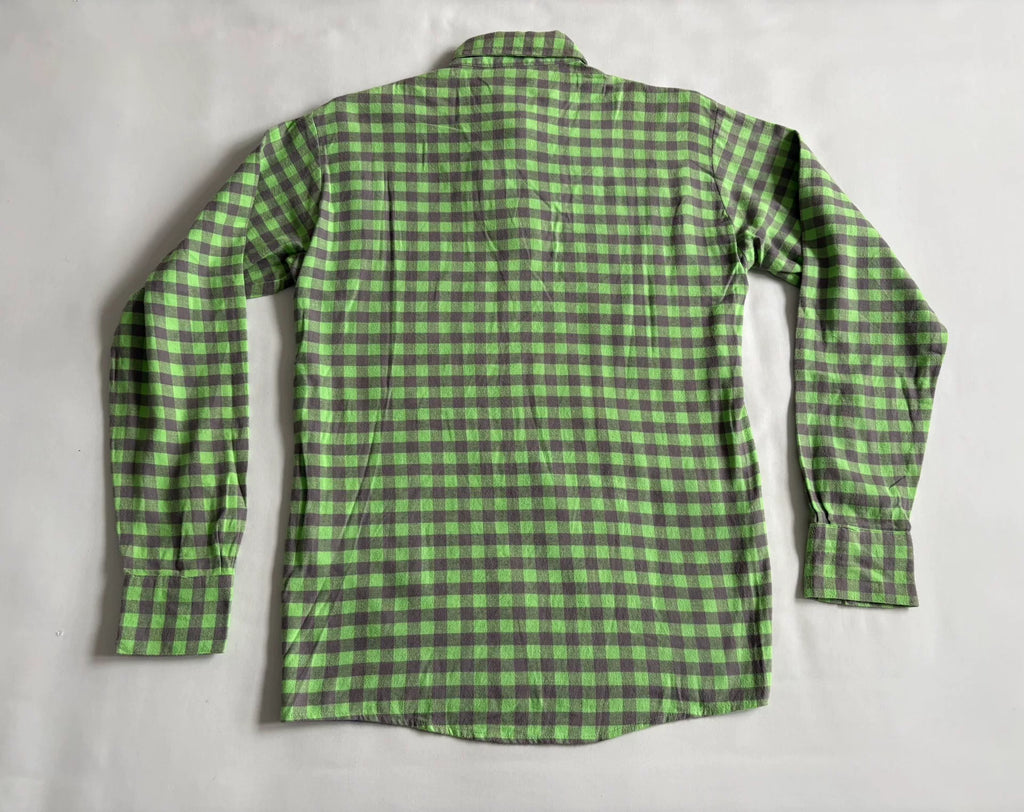 Walter Van Beirendonck W&LT Green Plaid Knit Panel Shirt