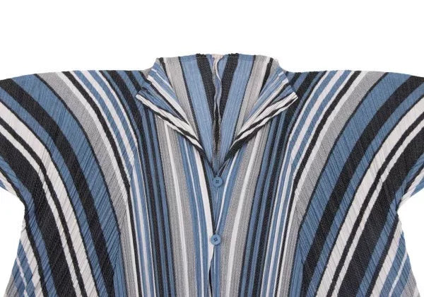 Issey Miyake Vintage Blue Striped Pleated Top
