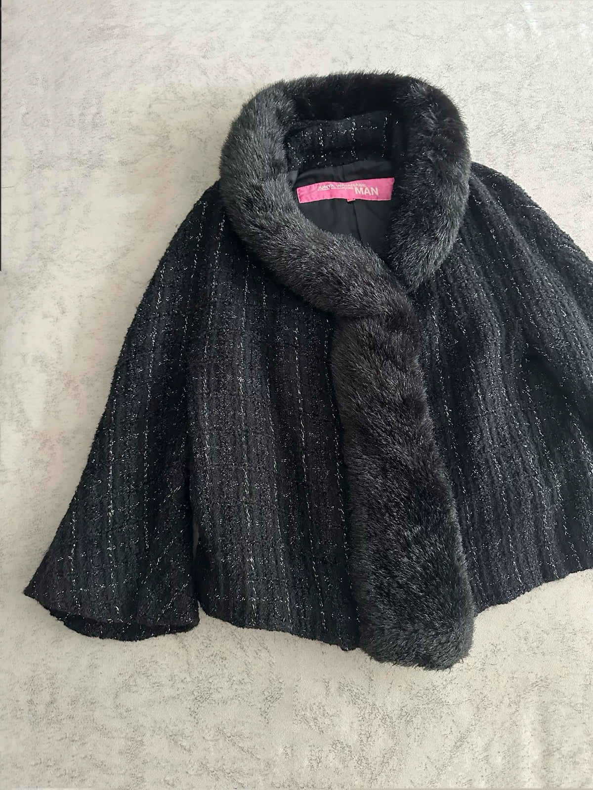 Junya Watanabe fur-trimmed tweed coat