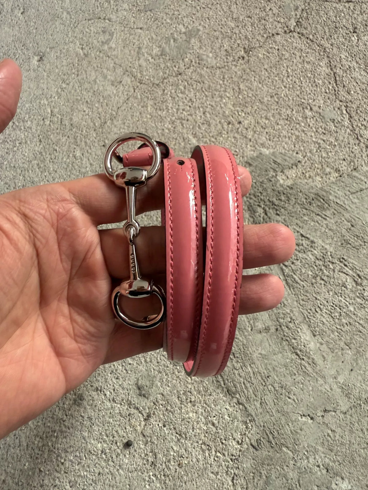 Gucci Pink Horsebit Leather Belt