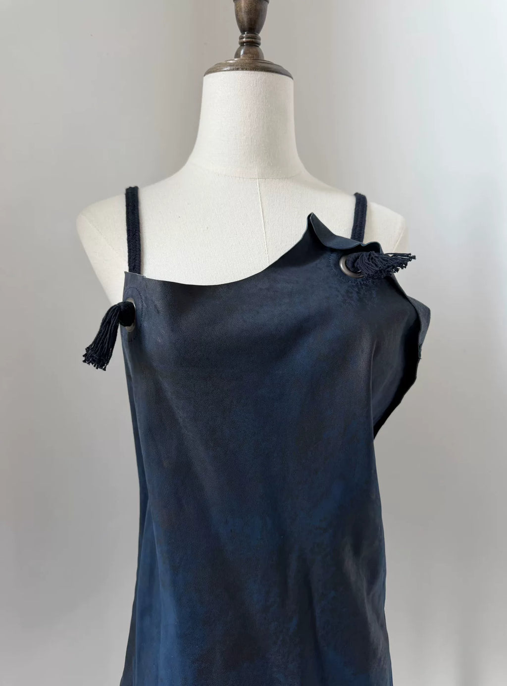 Issey Miyake 2007 Blue Runway Distressed Fringe Top