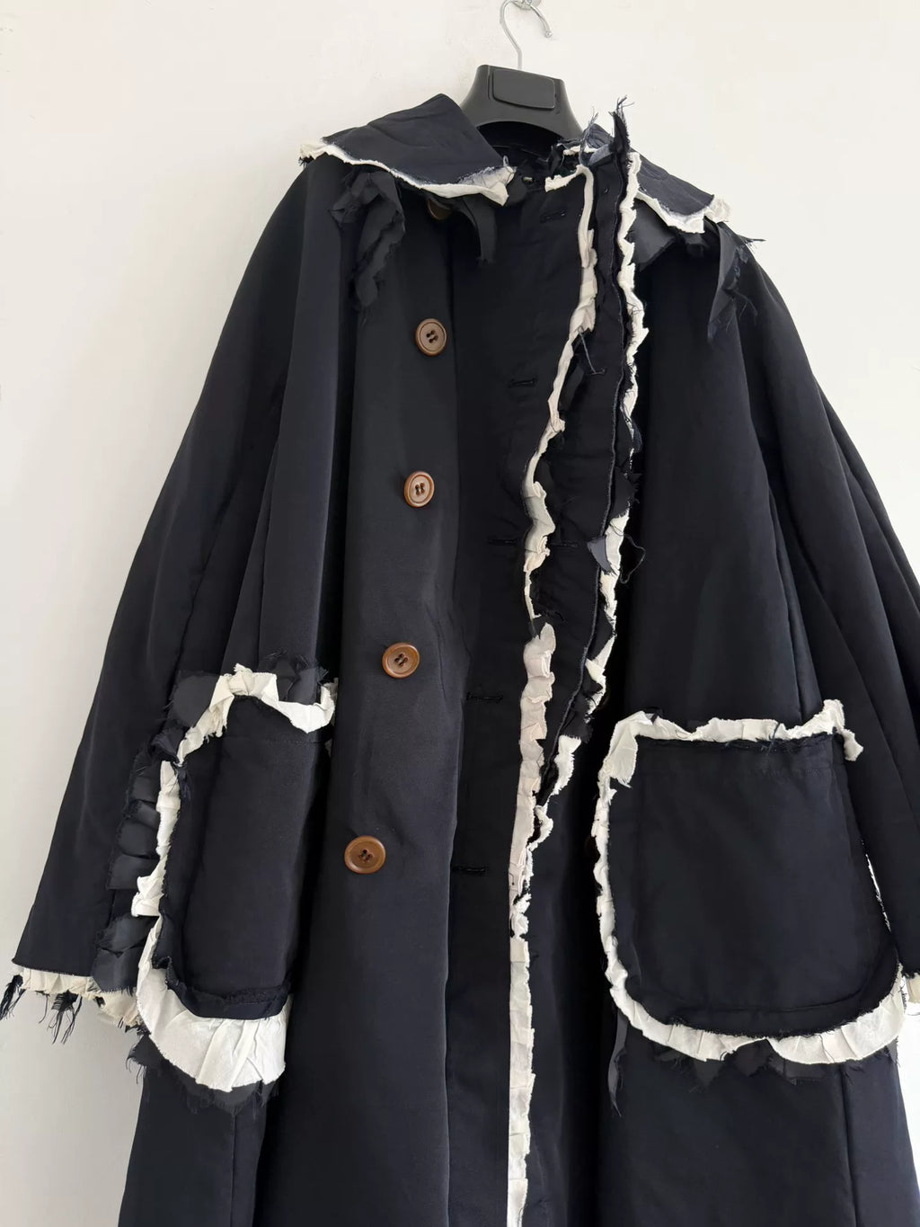 Comme Des Garçons Frayed Edge Snowman Wool Blend Coat
