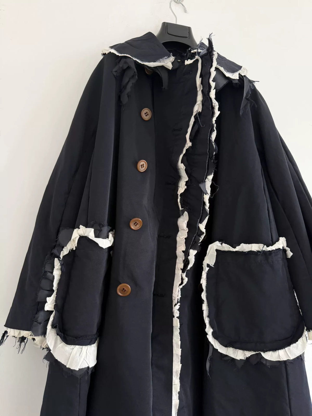 Comme Des Garçons Frayed Edge Snowman Wool Blend Coat