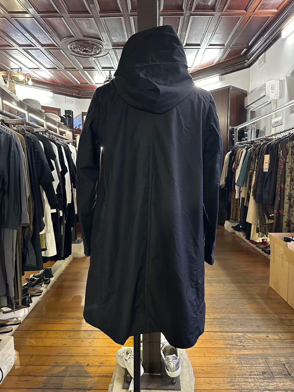 Julius FW16 Pre Black Hooded Cotton Nylon Coat