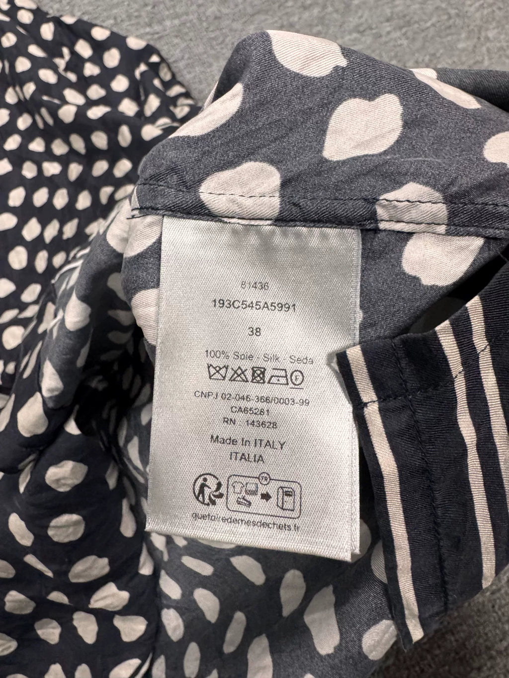 Dior Polka Dot Single-Breasted Collared Silk Shirt