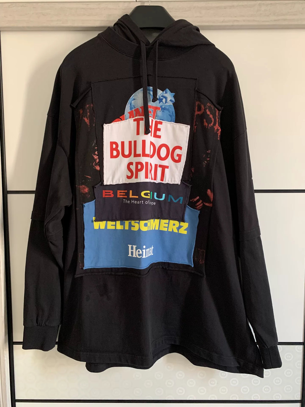 Vetements Bulldog Spirit Patchwork Hoodie