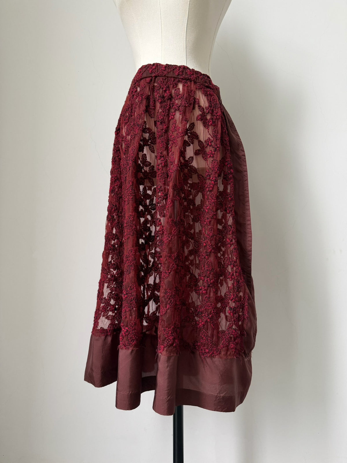 Comme Des Garcons 2000 Cutout Lace Two-Piece Wool Panel Midi Dress