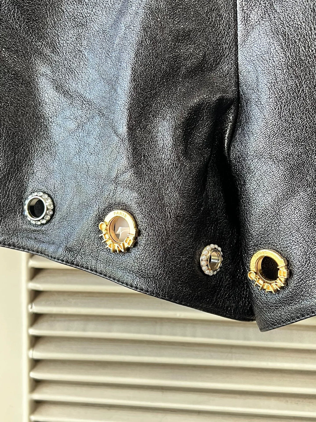 Chanel Black Metallic Leather Shorts
