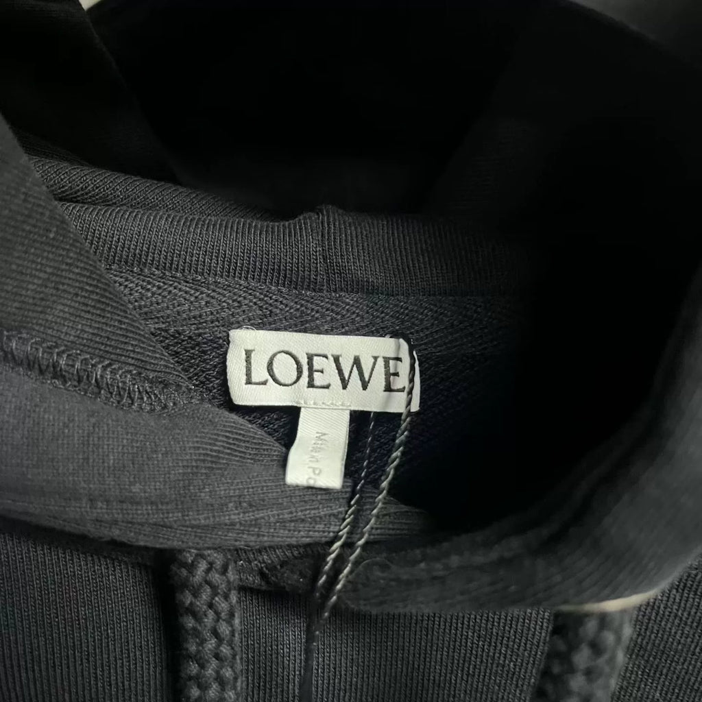 Loewe Black Logo Patch Drawstring Hooded Sweater
