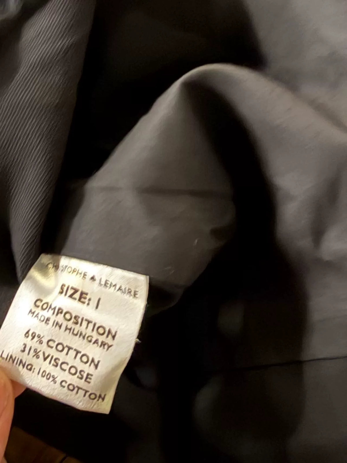 Christophe Lemaire Black Collarless Cotton Viscose Jacket