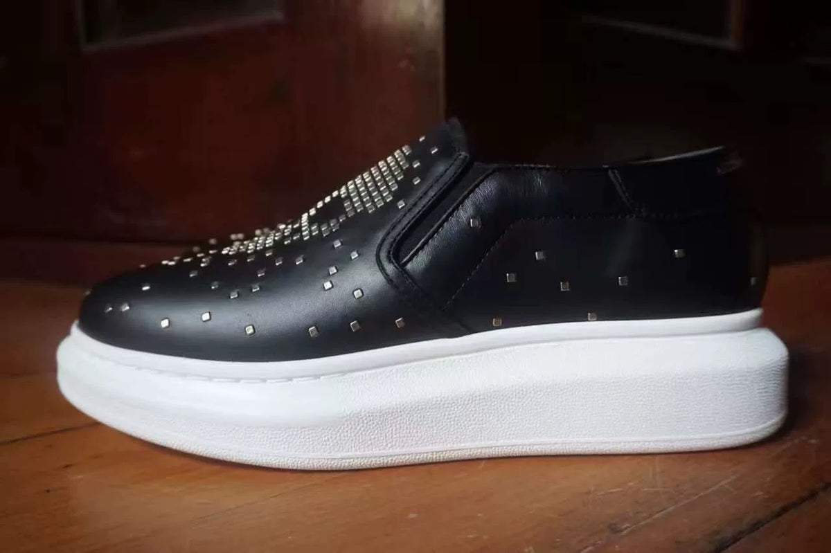 Alexander McQueen SS16 Black Studded Skull Platform Sneakers