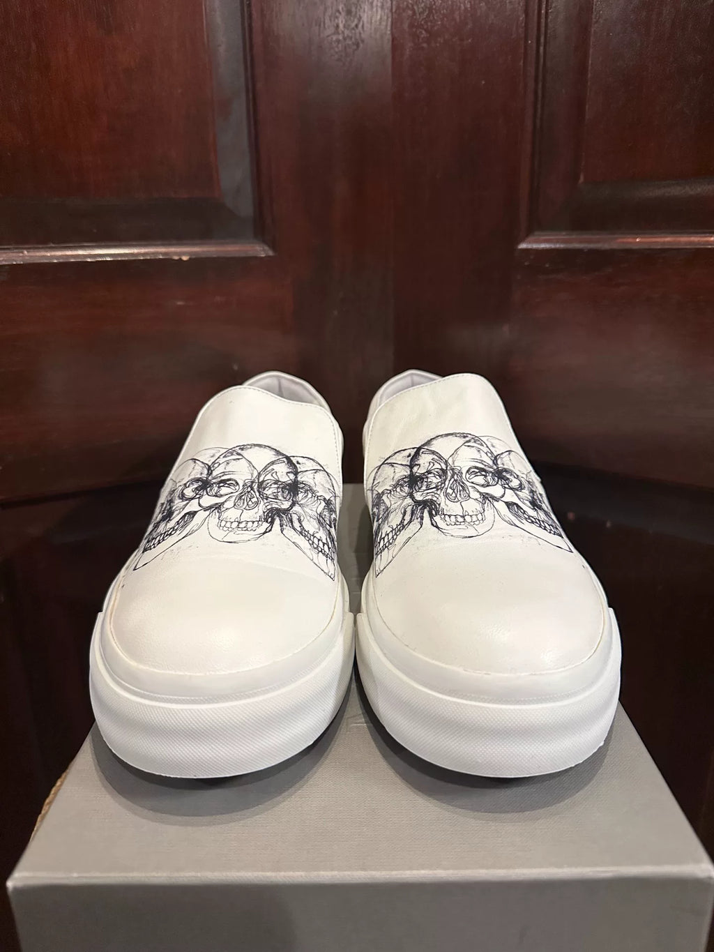 Alexander McQueen SS16 White 3D Skull Lambskin Sneakers