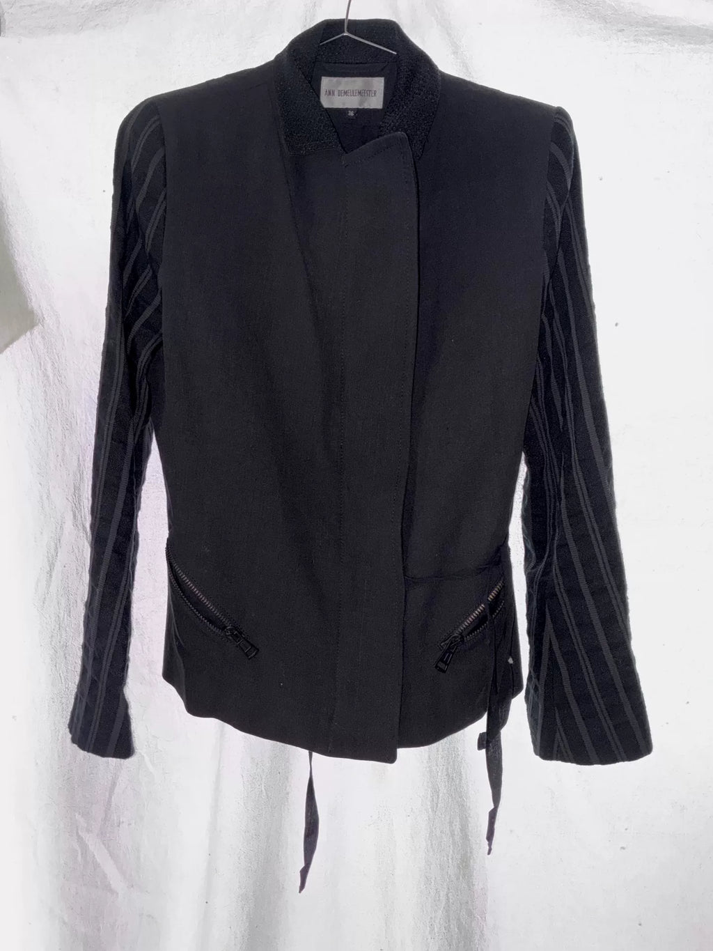 Ann Demeulemeester 97SS White Label Openwork Striped Lace-Up Jacket