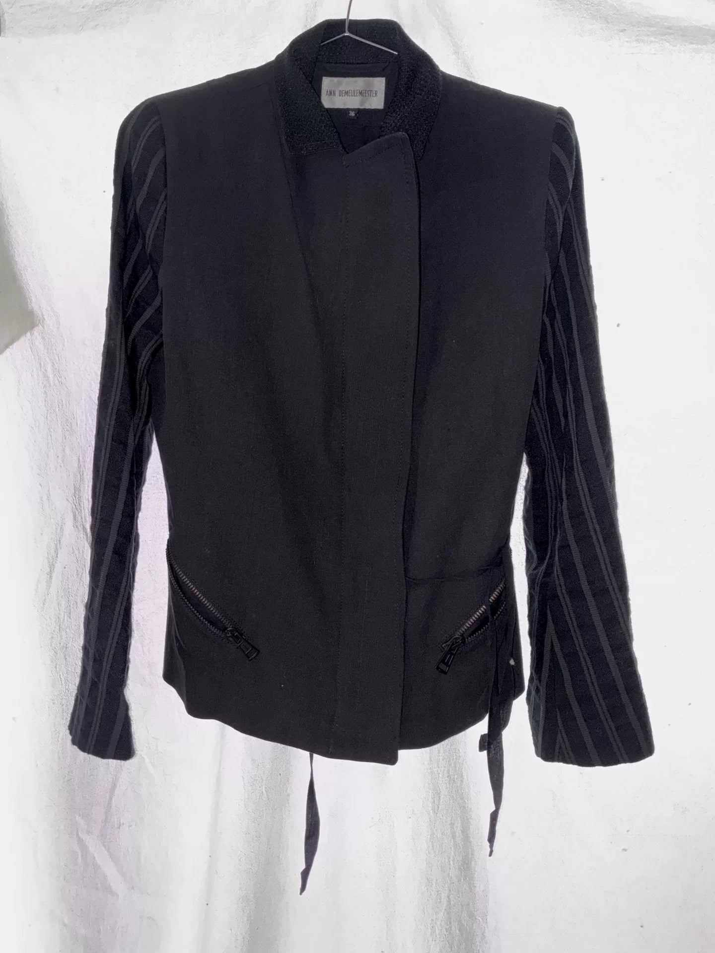 Ann Demeulemeester 97SS White Label Openwork Striped Lace-Up Jacket