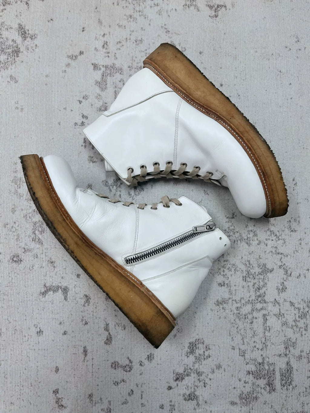 Rick Owens 13FW Mainline Milk Rubber Sole Martin Boots