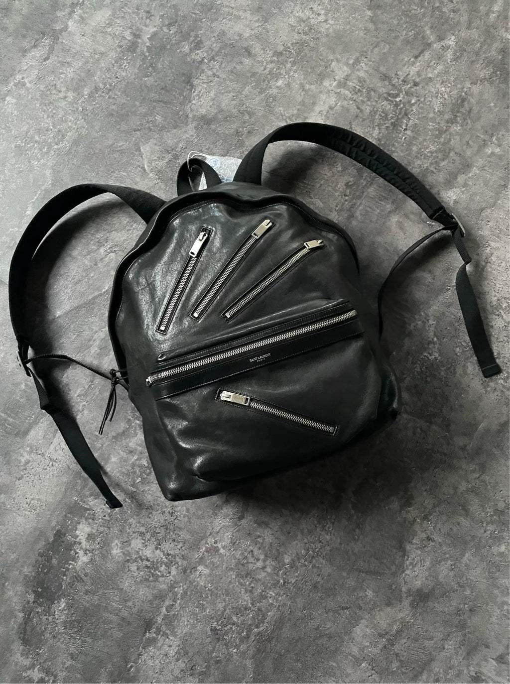 Saint Laurent Paris 14SS Black Multi-Zipper Leather Backpack by Hedi Slimane