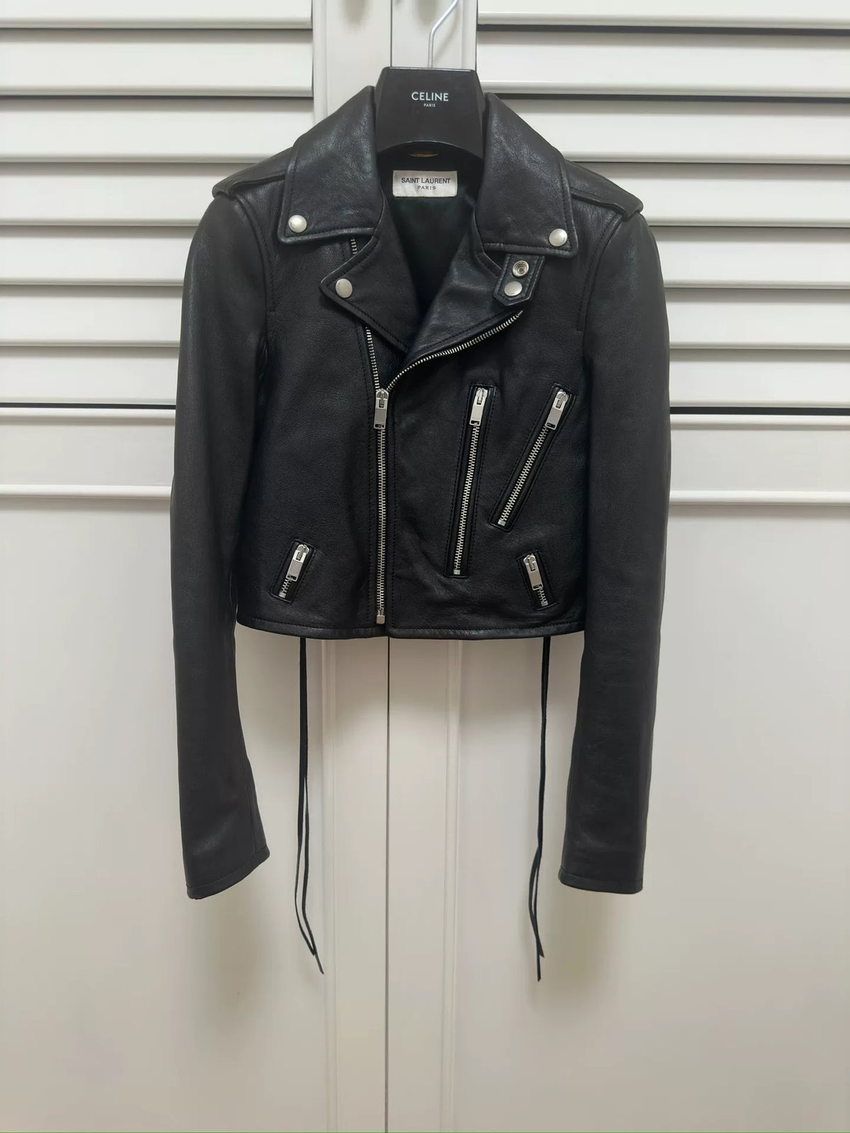 Saint Laurent Black Lambskin Motorcycle Jacket