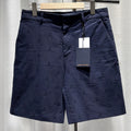 Louis Vuitton Casual All-Over Logo Print Embroidered Leather Patch Zip Straight-Leg Navy Shorts