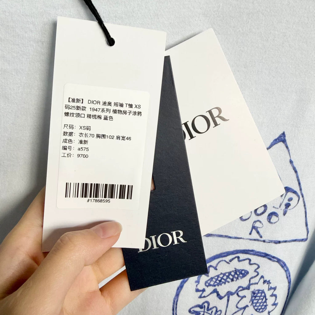 Dior 1947 Cotton Blue Short Sleeve T-Shirt