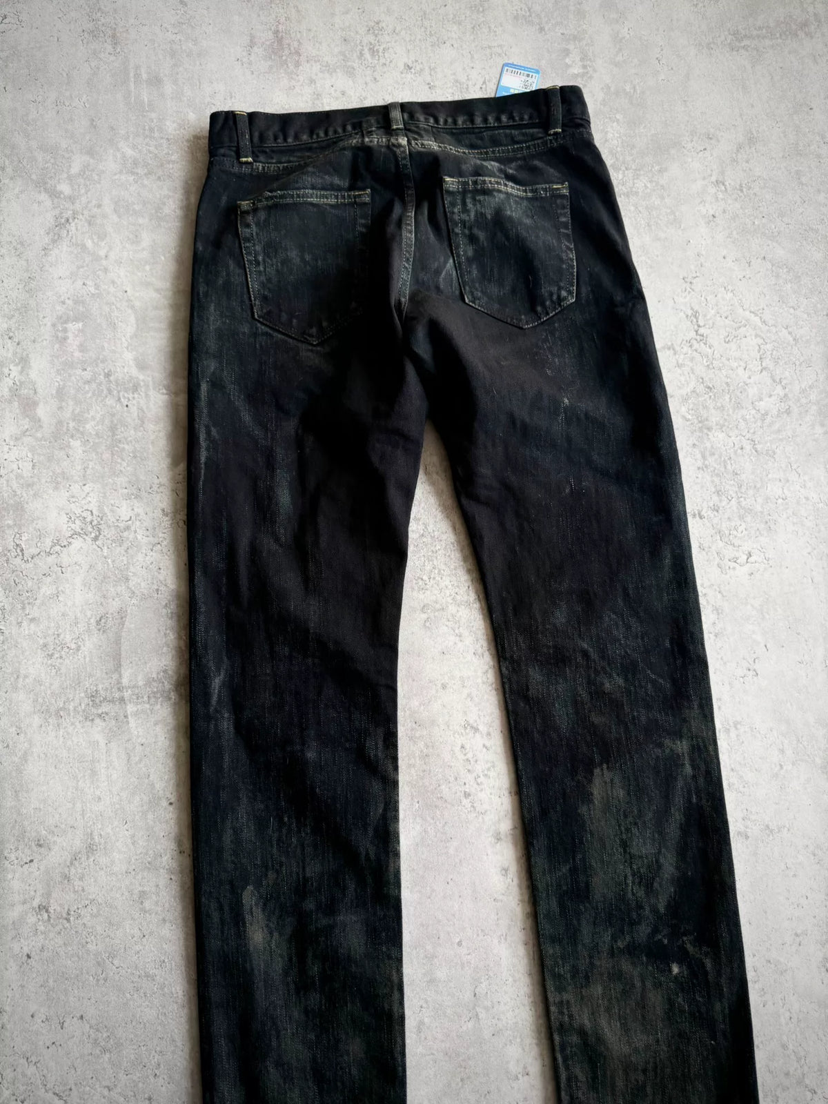Saint Laurent Paris AW16 D02 Heavy Distressed Oil Stain Decay Denim Jeans by Hedi Slimane