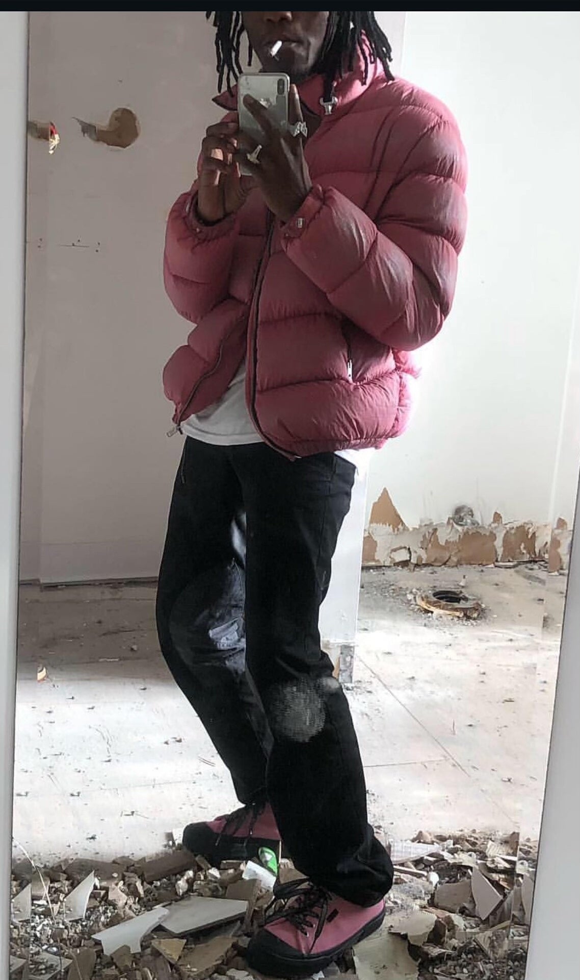 1017 Alyx 9sm FW18 Og pink Nylon Glitter Puffer Jacket