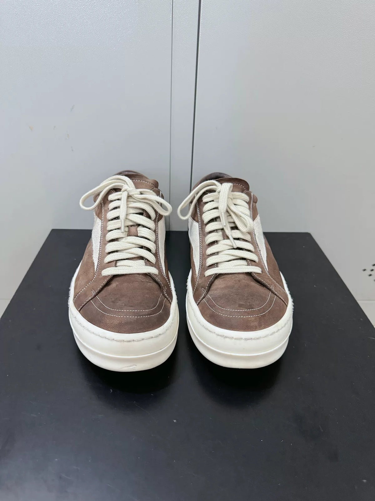 Rick Owens Brown Buffalo Leather Sneakers